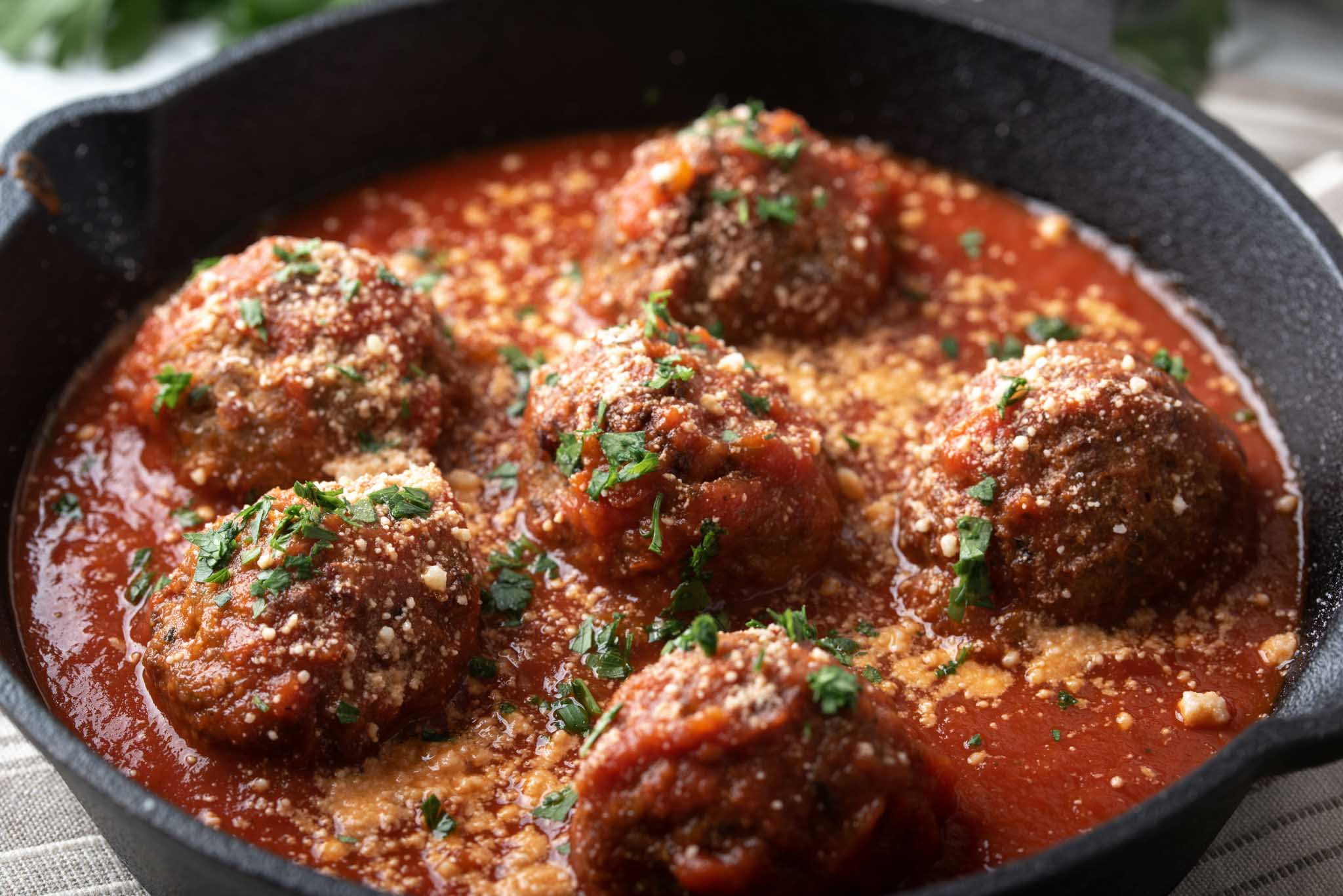 Fresh made meatballs with marina sauce at The Real Food Academy Tampa.