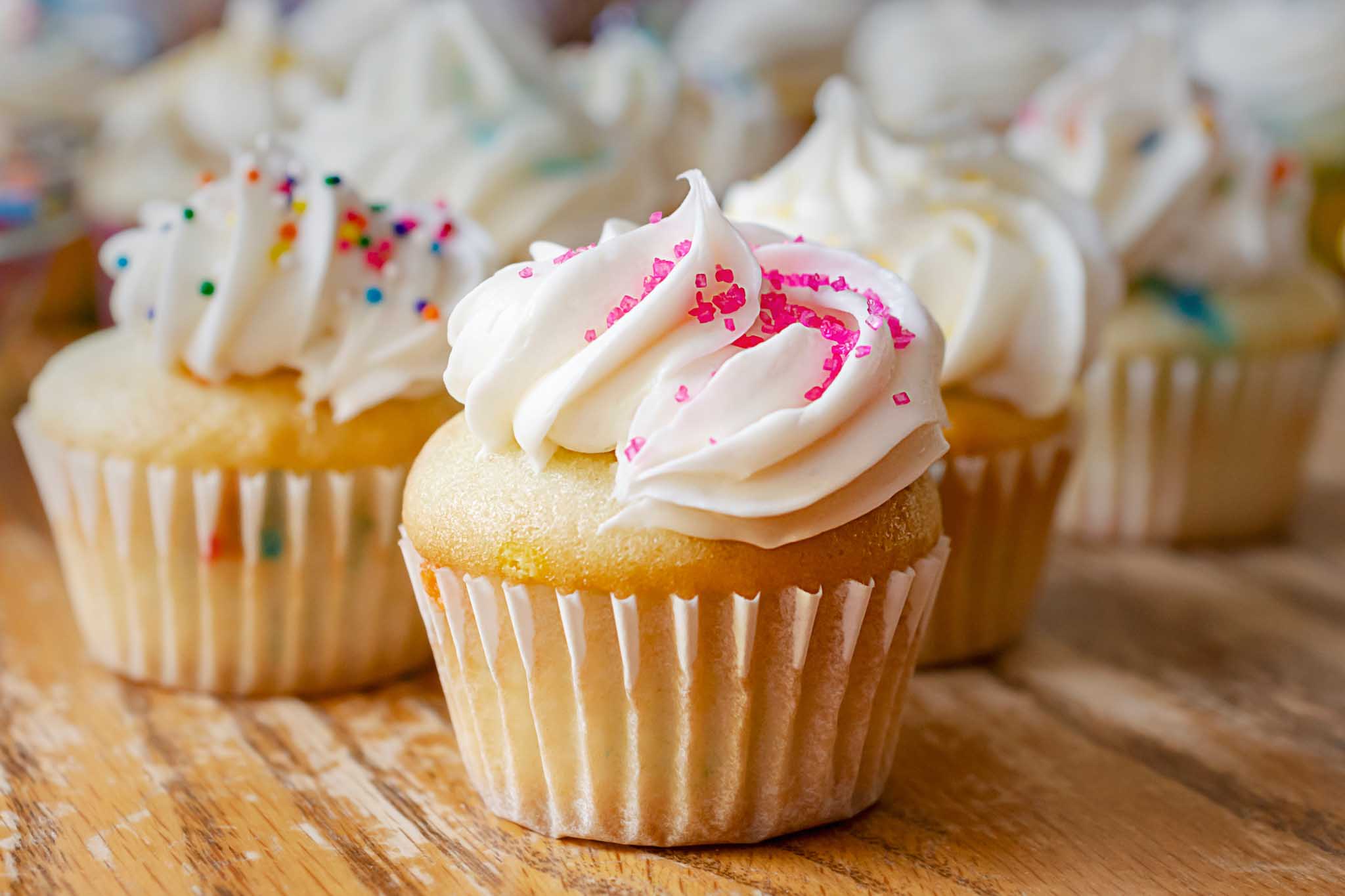 Fresh made cupcakes with vanilla frosting at The Real Food Academy Tampa.