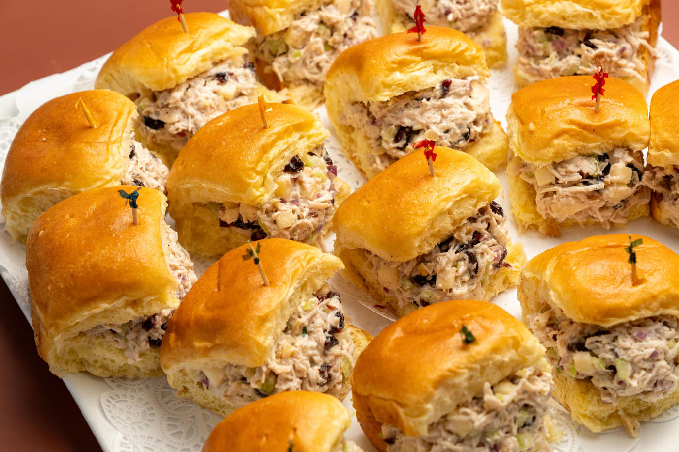 Chicken sandwiches in little buns at The Real Food Academy Tampa.