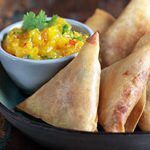 The Real Food Academy Orlando potato samosas with a side of mango salsa. 